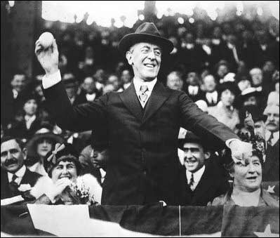 President Wilson at a baseball game