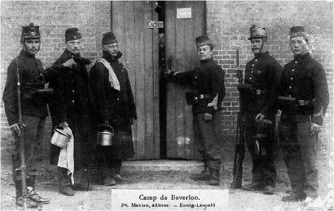 `Belgische soldaten in kamp Beverloo vlak voor de Eerste Wereldoorlog