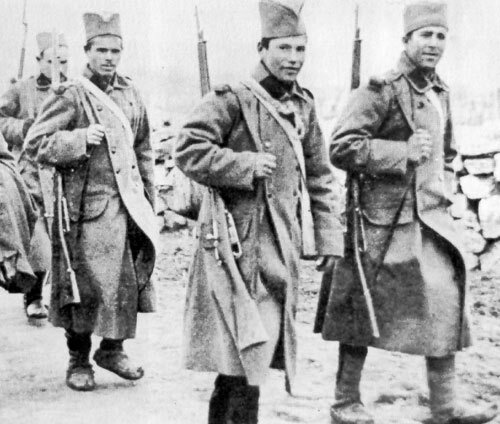 Serbian army on the run, 1915