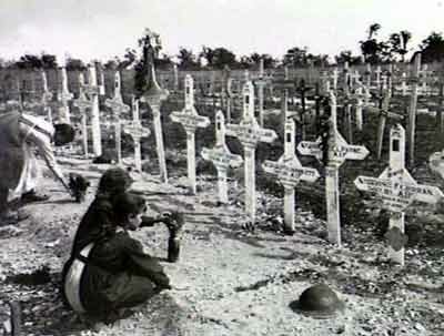 French children attending Australian graves