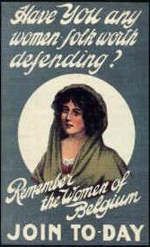 Irish recruitment Belgium Women poster Great War