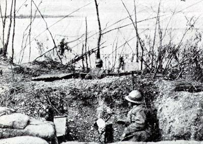 Italian trench on the Piave river in the Great War