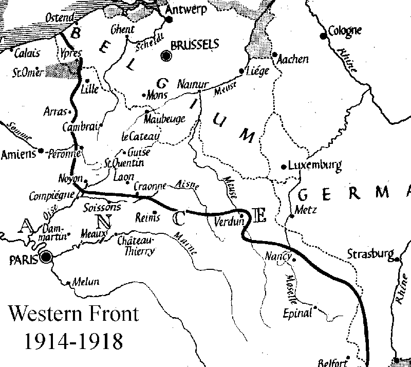 Map Western Front 1914 - 1918