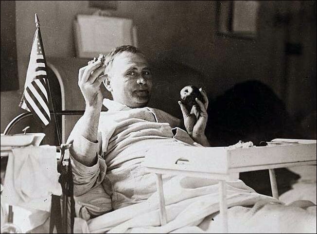 Wounded soldier in the American hospital in Neuilly